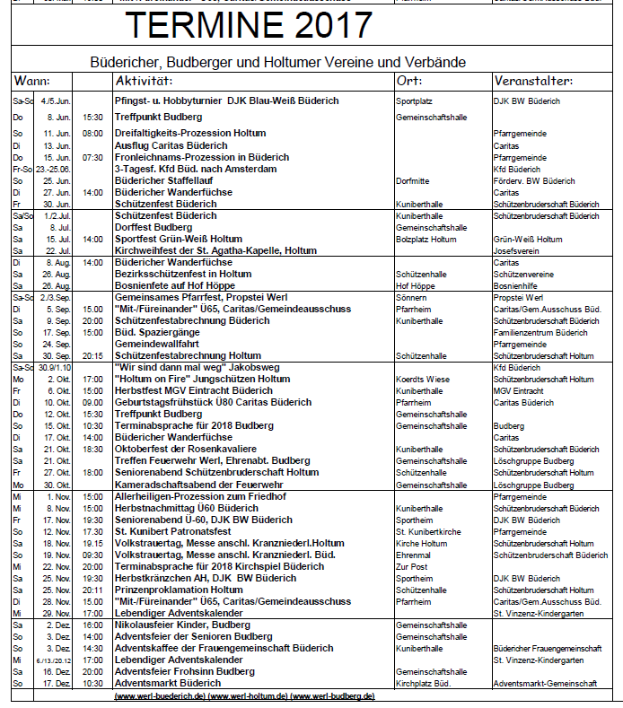 Termine 2017 (01.07. -31.12.)
