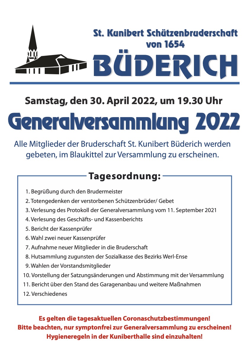 Generalversammlung am 30. April 2022 mit Blaukittel