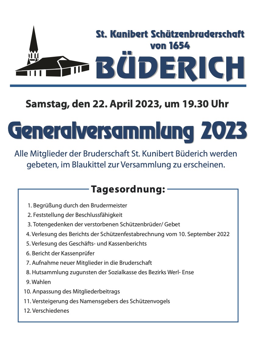 Generalversammlung am 30. April 2022 mit Blaukittel